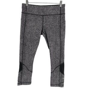 Lululemon Pace Rival Crop Leggings Womens Size 8 Line Up White‎ Black PT-2187